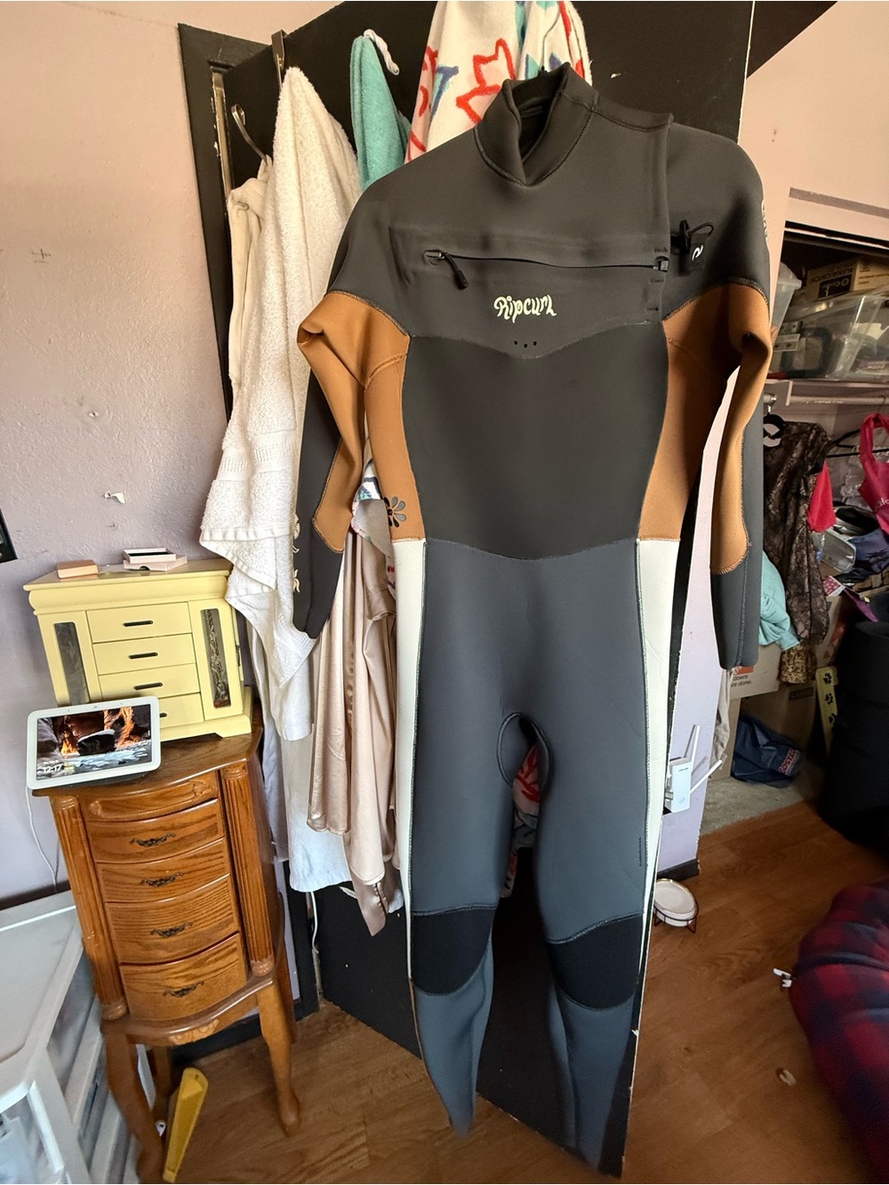 Rip Curl Women's Full Wetsuit in Black, Gray & Tan